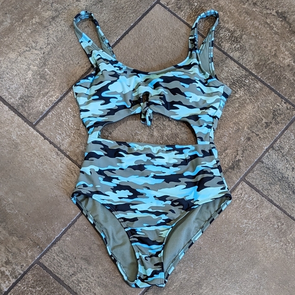 NOBO Bathing Suit French Bikini Size S ( 3-5) Blue Camo - Picture 3 of 9